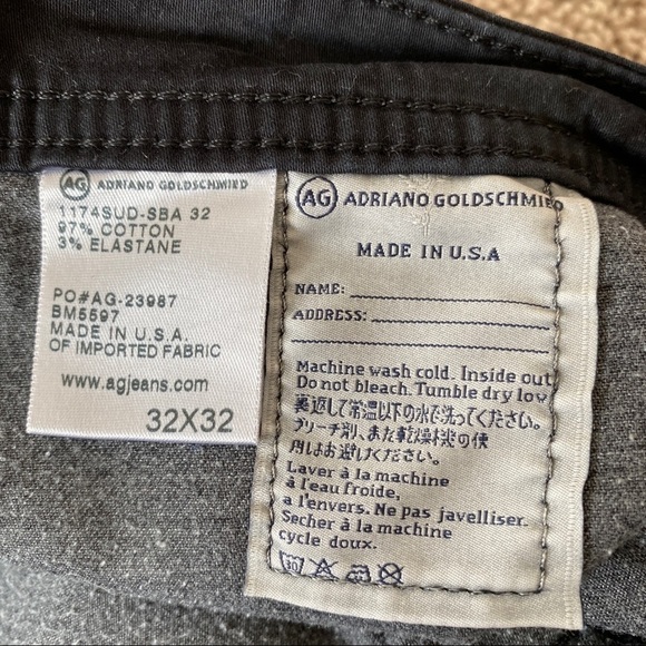 𝅺adriano Goldschmied AG The Graduate Black Pant Tailored Leg Men's Sz 32x32 - Picture 7 of 9